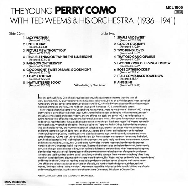 The Young Perry Como with Ted Weems & His Orchestra