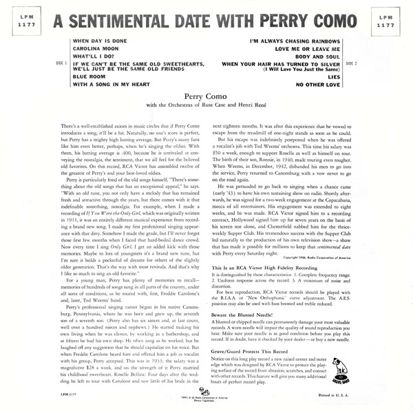 A Sentimental Date With Perry Como ~ 1956