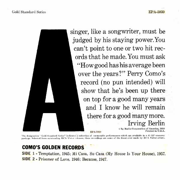 Como's Golden Records Vol. 3 ~ EPA 5030