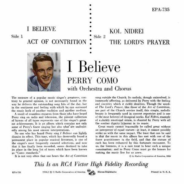 I Believe - EPA 735 back cover