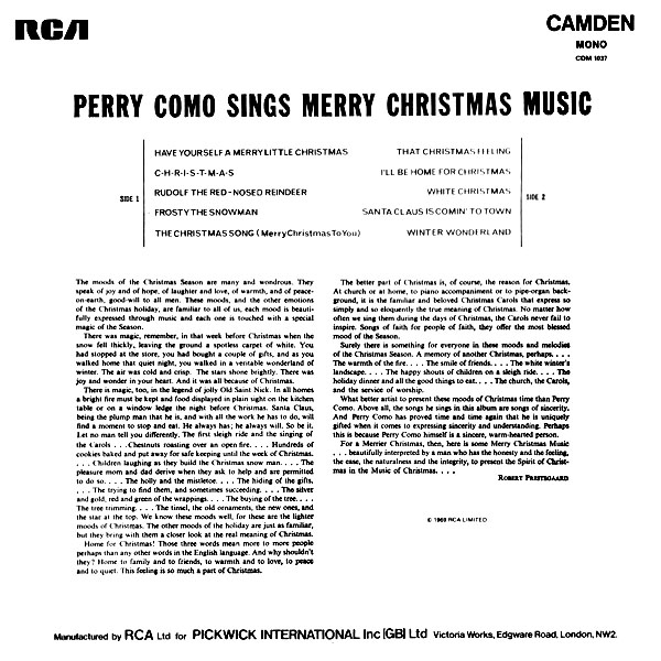 Perry Como Sings Merry Christmas Music