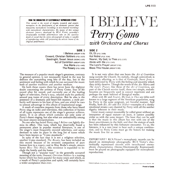 I Believe - 1956 LP Compilation Album Stereo