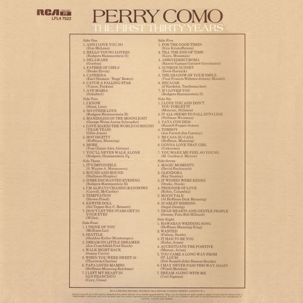 The First Thirty Years ~ Perry Como