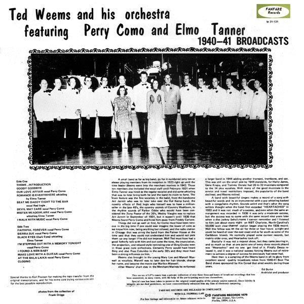 Ted Weems and His Orchestra  1940-41 Broadcasts