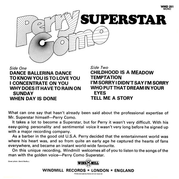 Perry Como Superstar - Windmill Records