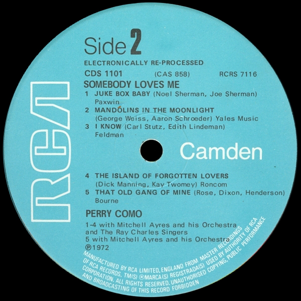 Somebody Loves Me - UK Label 1