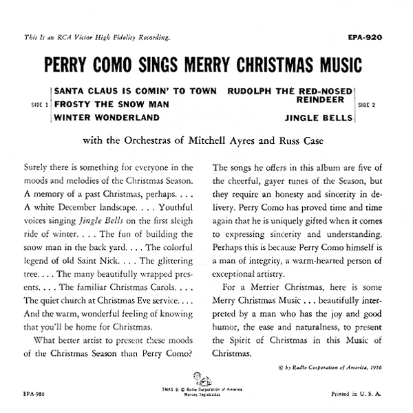 Merry Christmas Music - 1956 EP