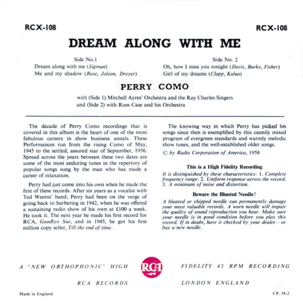 Dream Along With Me - UK Extended Play 45
