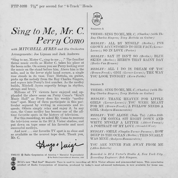 Sing To Me Mr. C. ~ Quarter-Track 1961