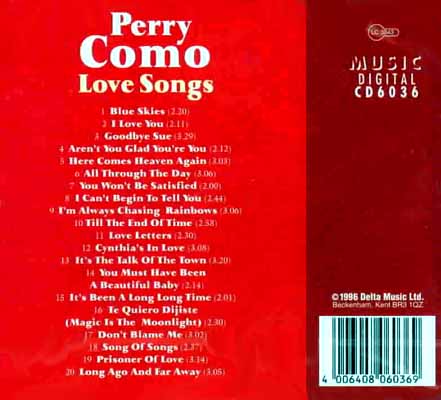 Perry Como Love Songs - front cover